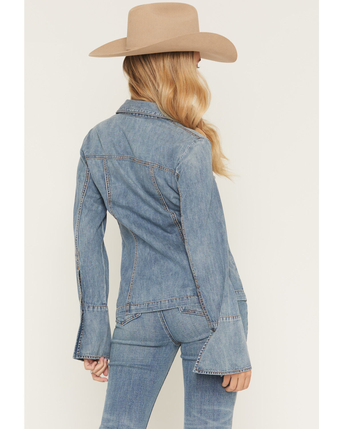 Image #5 - Idyllwind Women's Avery Lace-Up Denim Slub Shirt, Medium Wash, hi-res