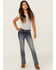 Image #1 - Grace in LA Girls' Medium Wash Horse Patch Pocket Bootcut Stretch Denim Jeans, Medium Wash, hi-res