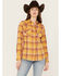 Image #1 - Wrangler Retro Women's Boot Barn Exclusive Long Sleeve Snap Flannel Shirt, Mustard, hi-res