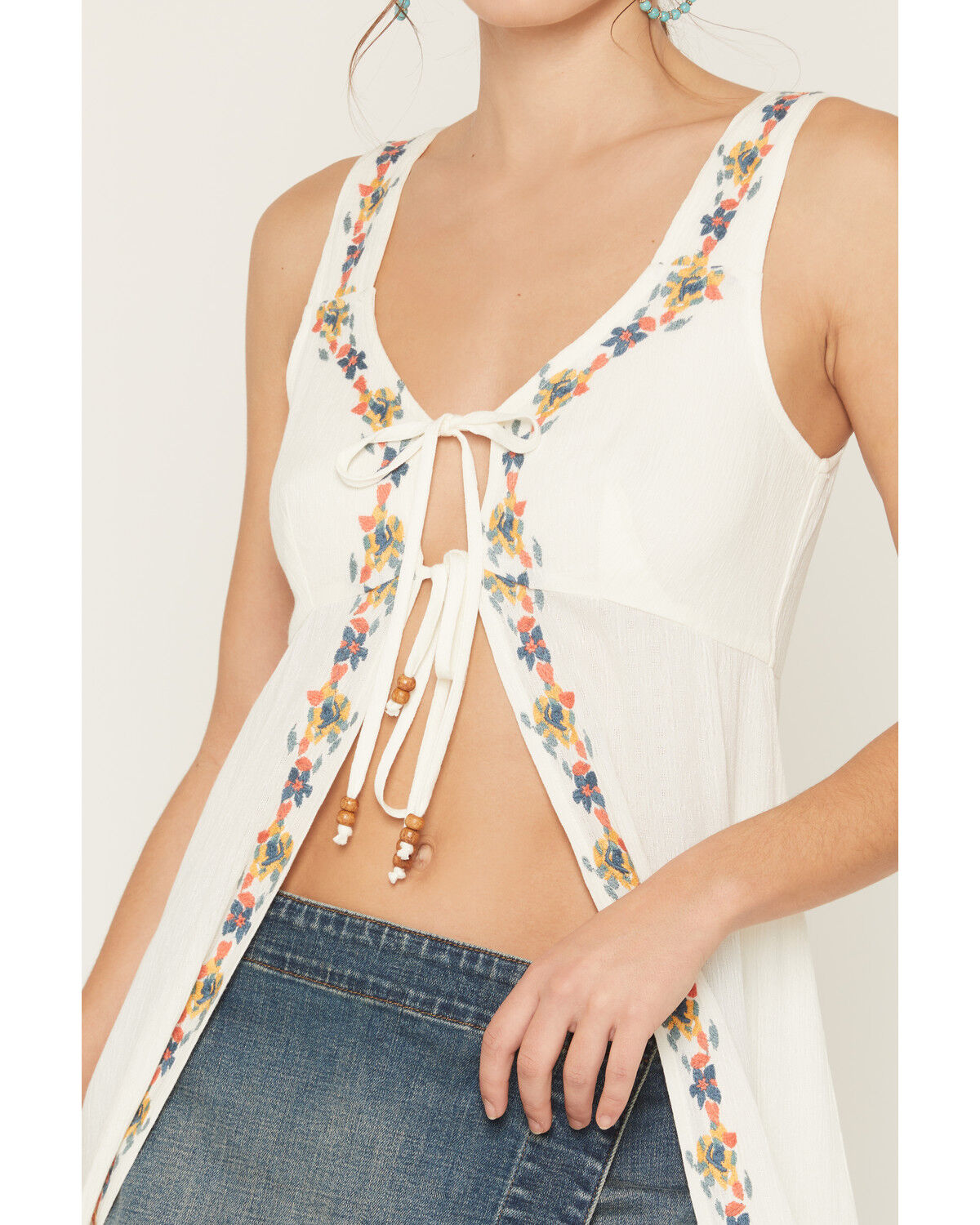 Image #5 - Shyanne Women's Embroidered and Lace Kimono, Cream, hi-res