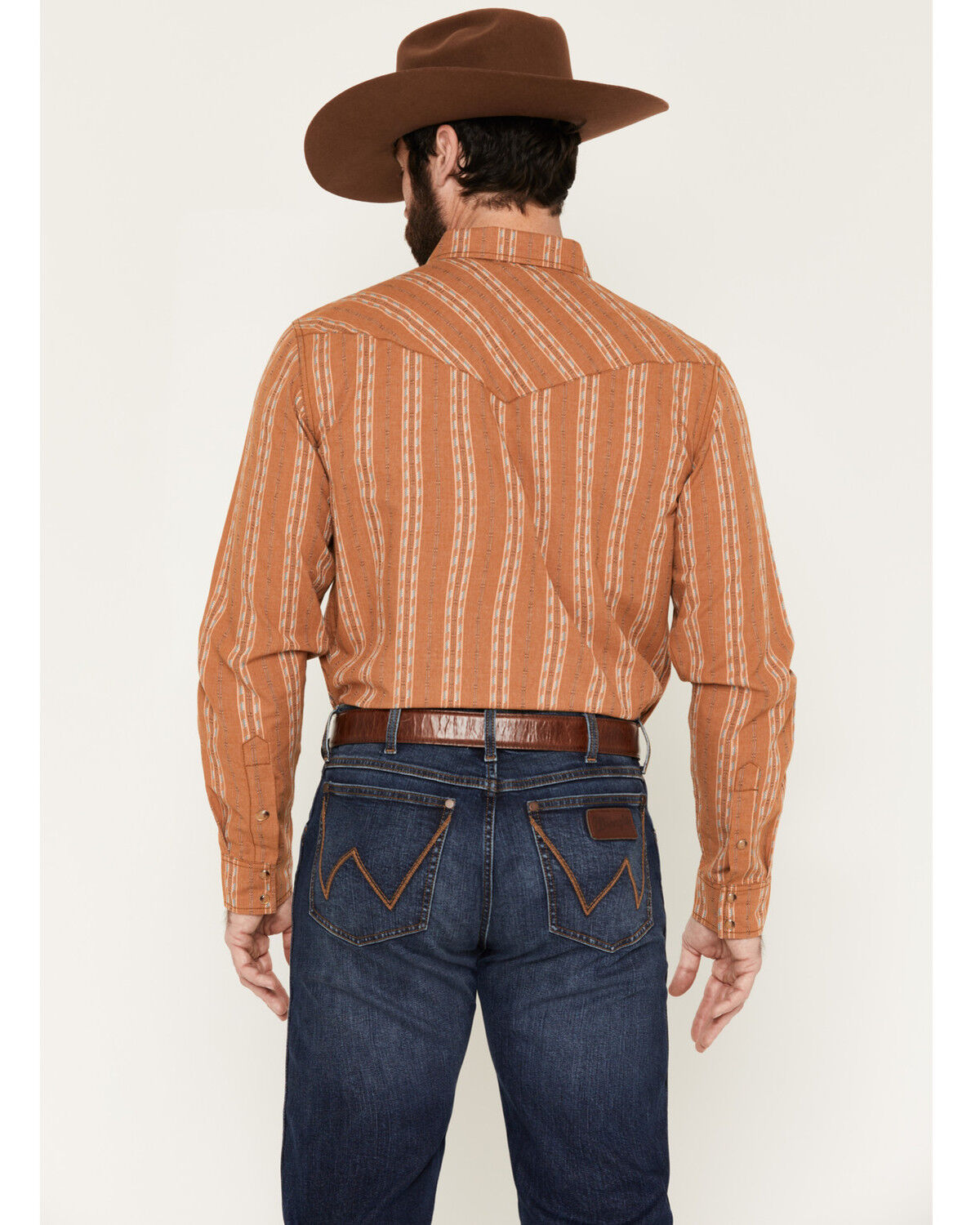 Image #4 - Gibson Trading Co Men's Red Rock Striped Print Long Sleeve Snap Western Shirt - Tall, Rust Copper, hi-res