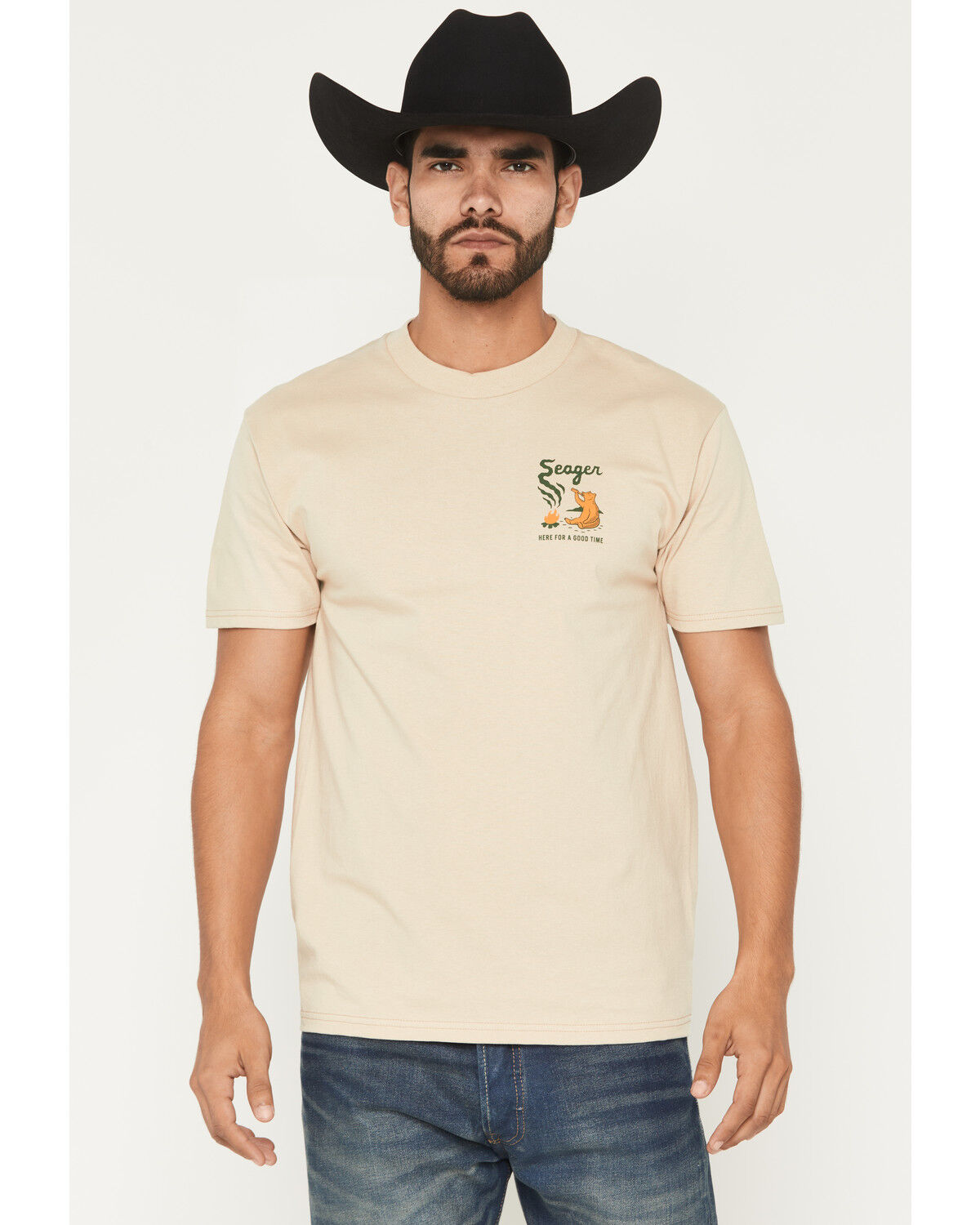 Image #2 - Seager Men's Smokey Short Sleeve Graphic T-Shirt, Cream, hi-res