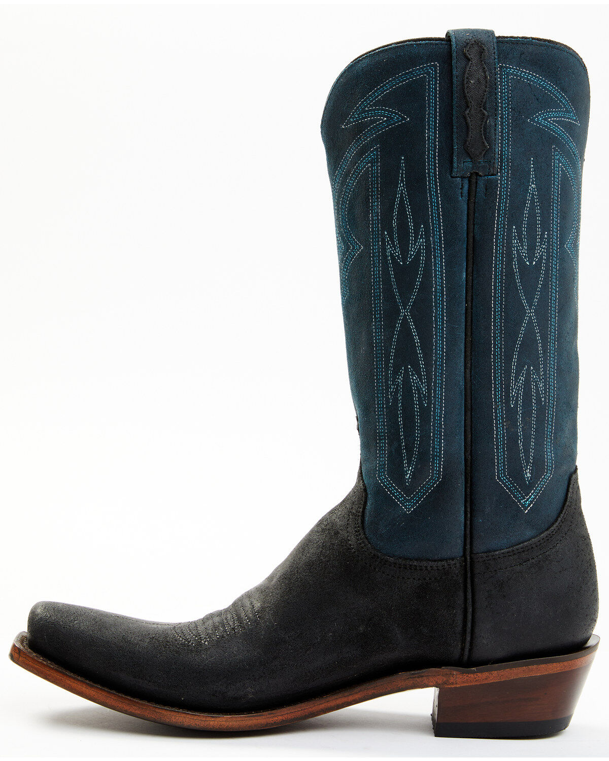 Image #3 - Lucchese Men's Two-Tone Roughout Western Boots - Square Toe, Black, hi-res