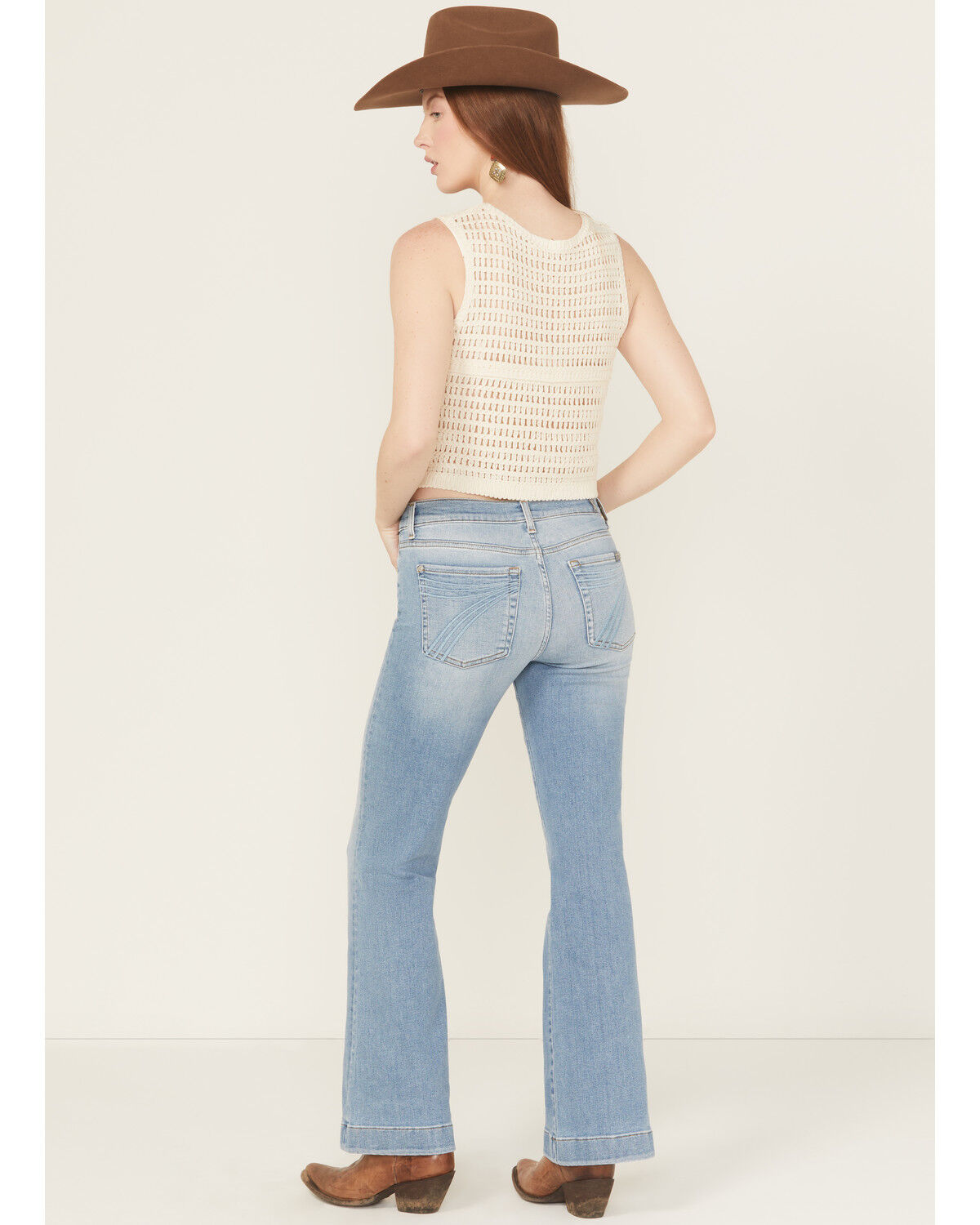 7 For All Mankind Women's Boot Barn Exclusive Light Wash Mid Rise Dojo Trouser Stretch Denim Jeans, Light Wash, hi-res