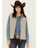 Image #1 - Hooey Women's Serape Yoke Full Zip Packable Vest, Grey, hi-res