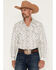 Image #1 - Cowboy Hardware Men's Hombre Skull Print Long Sleeve Snap Stretch Western Shirt, White, hi-res
