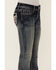 Image #2 - Grace in LA Girls' Dark Wash Steerhead Embroidered Pocket Bootcut Stretch Denim Jeans, Dark Wash, hi-res