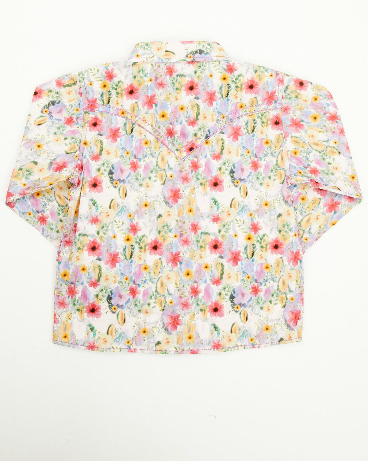 Image #3 - Cowgirl Hardware Toddler Girls' Floral Print Long Sleeve Rhinestone Snap Stretch Western Shirt, , hi-res