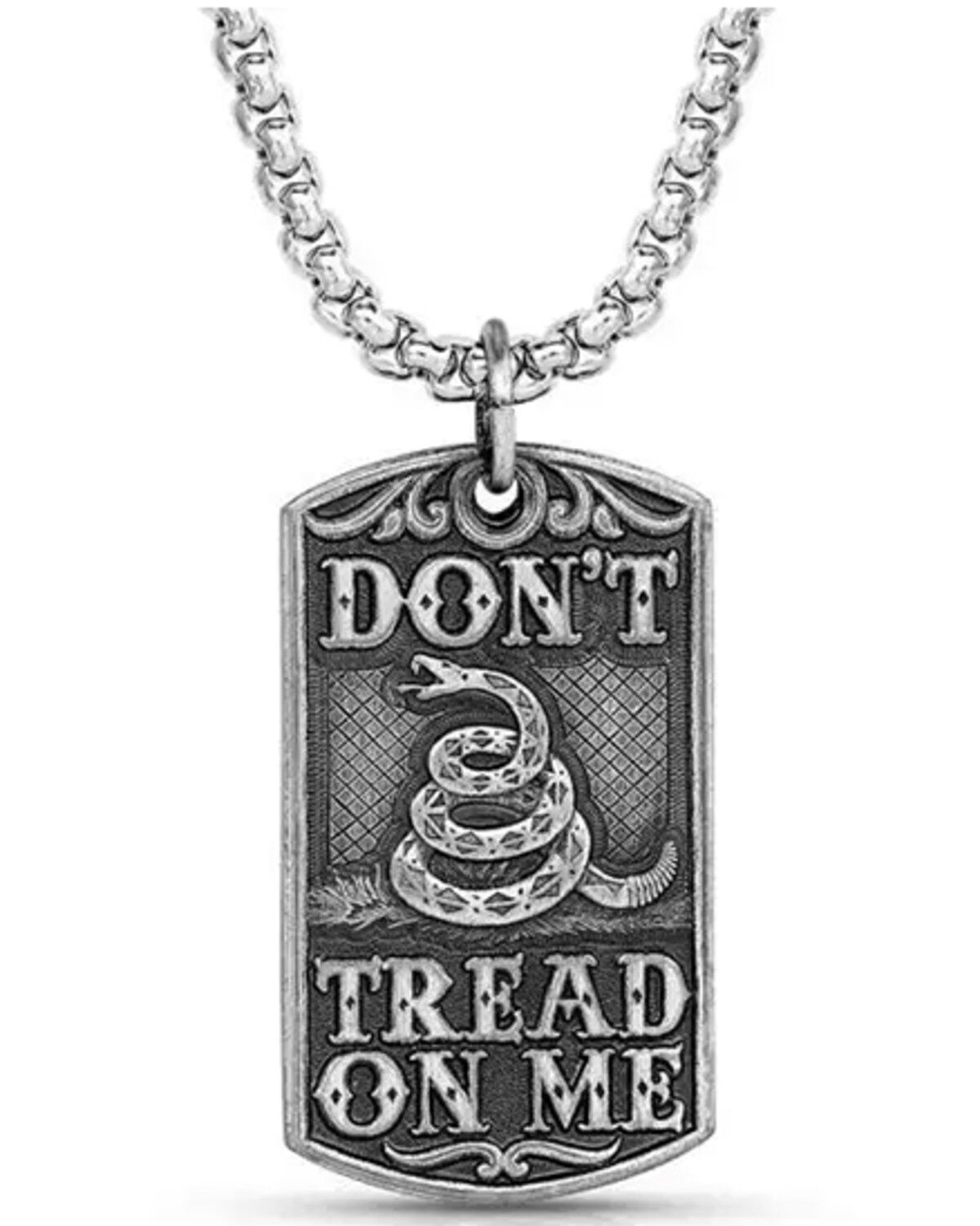 Image #1 - Montana Silversmiths Men's Don't Tread On Me Dog Tag Necklace, Silver, hi-res