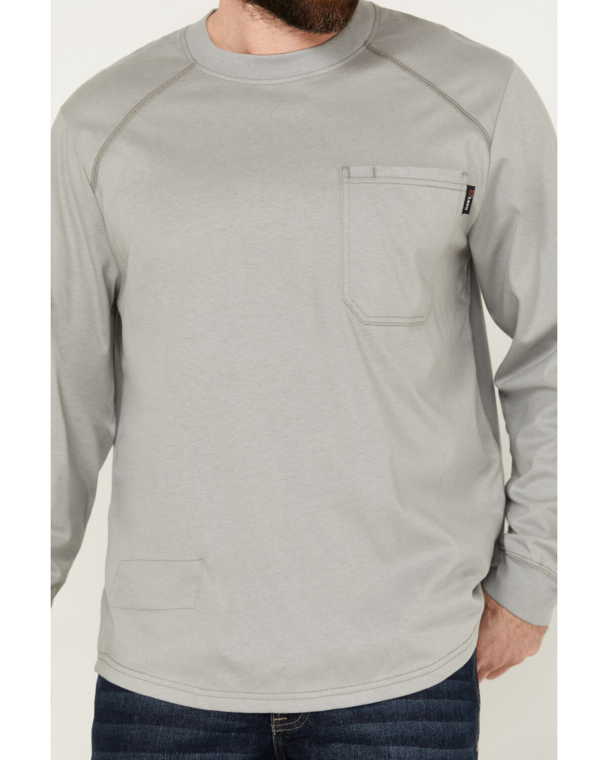 Image #3 - Hawx Men's FR Long Sleeve Pocket T-Shirt - Tall, Silver, hi-res