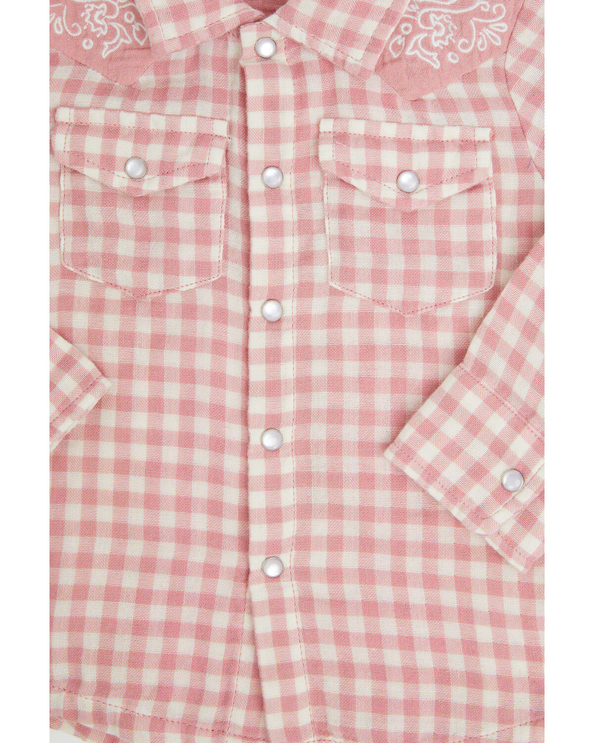 Image #2 - Angel Dear Infant Girls' Plaid Print Long Sleeve Snap Western Shirt, Pink, hi-res