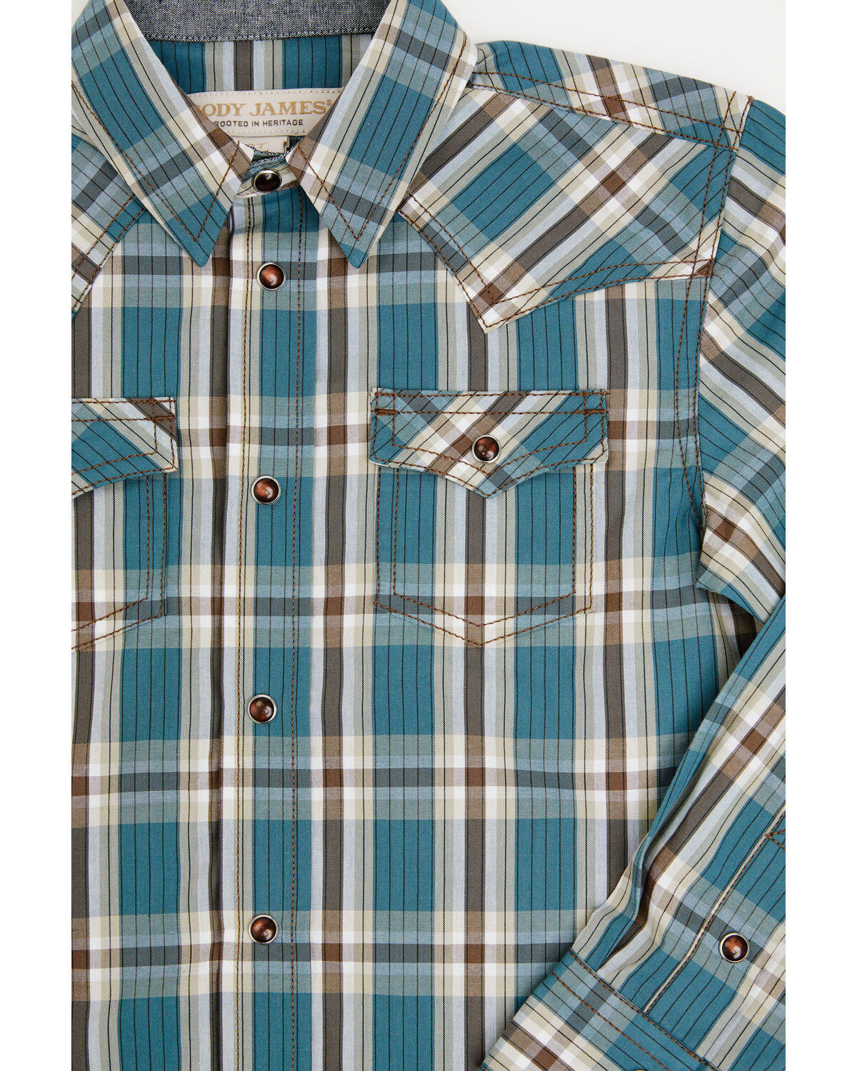 Image #2 - Cody James Toddler Boys' Niagra Falls Plaid Print Long Sleeve Snap Western Shirt, Blue, hi-res