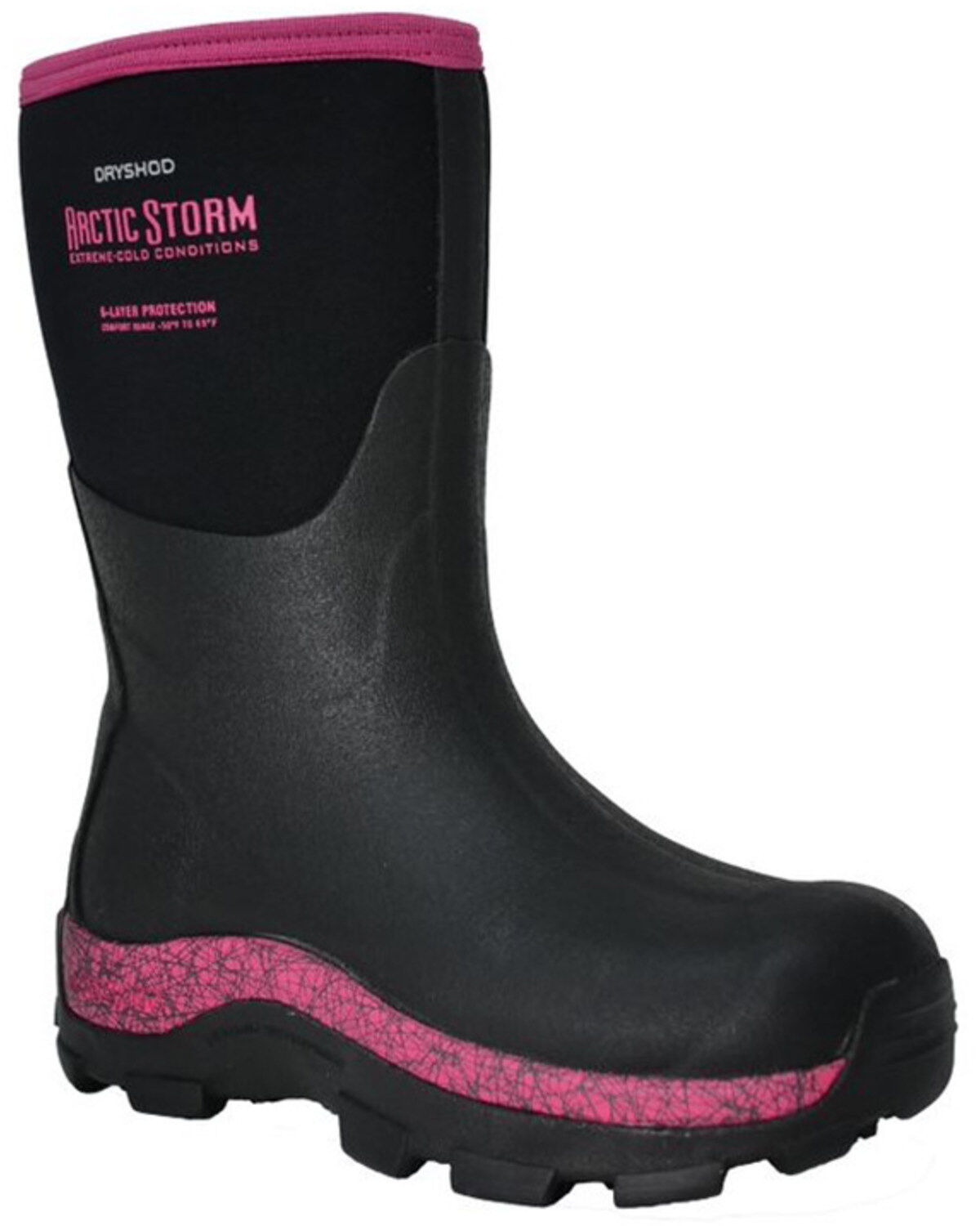 Image #1 - Dryshod Women's Pink Mid Arctic Storm Work Boots, Black, hi-res