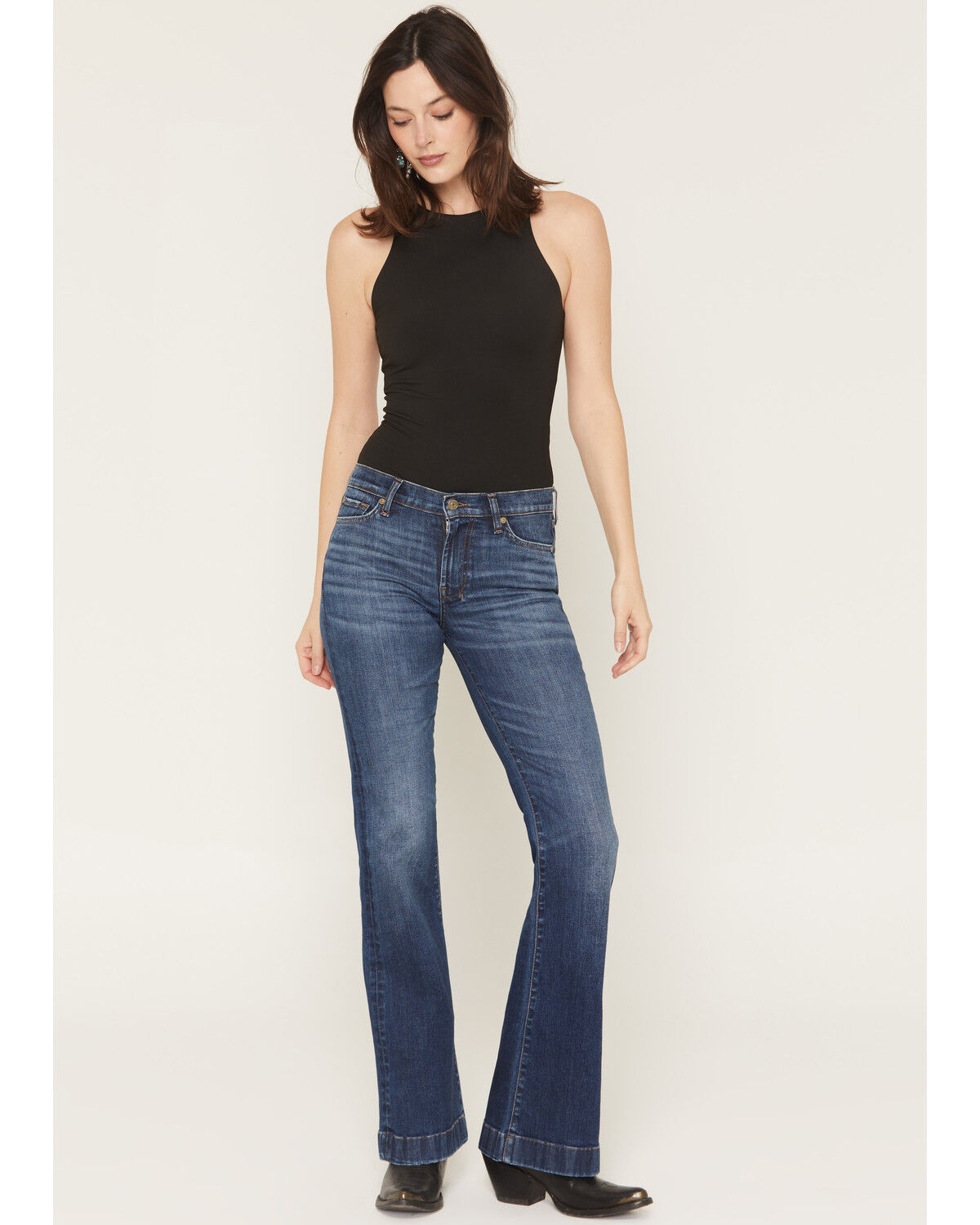 Image #3 - 7 For All Mankind Women's Dojo 36" Slim Trouser Stretch Denim Jeans, Dark Wash, hi-res