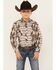 Image #1 - Rock & Roll Denim Boys' Southwestern Stripe Print Long Sleeve Snap Stretch Western Shirt, Chocolate, hi-res