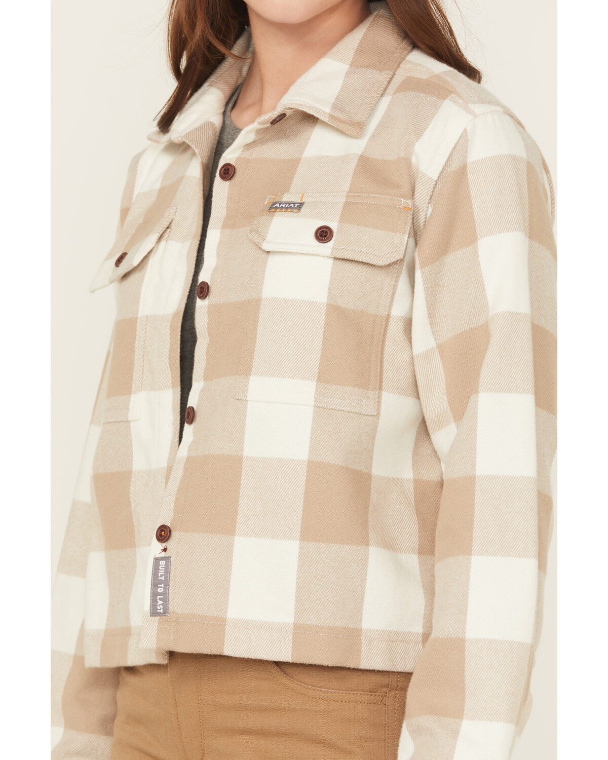 Image #3 - Ariat Women's Rebar Heavy Durastretch Flannel Work Shirt, Beige, hi-res