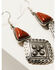 Image #2 - Shyanne Women's Desert Rose Antique Diamond Stamped Earrings , Silver, hi-res