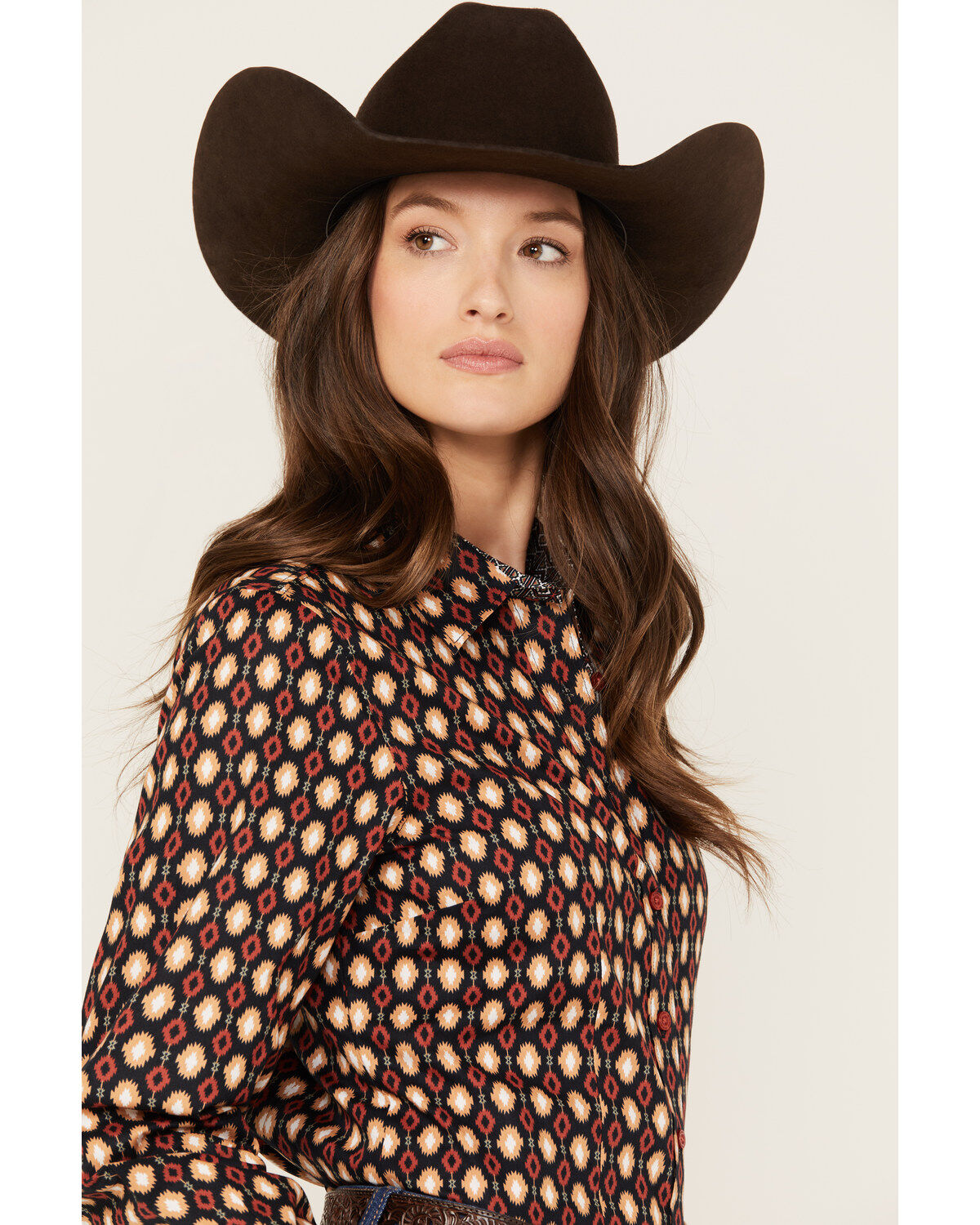 Image #2 - Cinch Women's Southwestern Long Sleeve Button-Down Western Shirt, Multi, hi-res