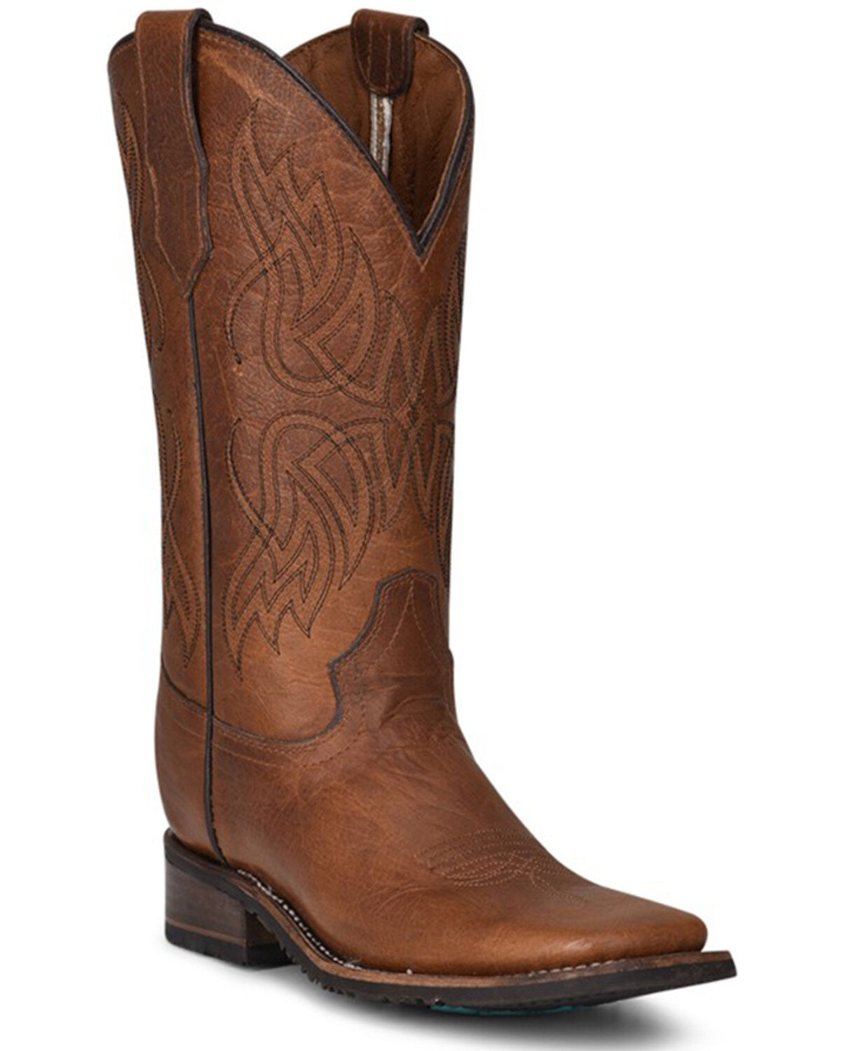 Circle G Women's Embroidered Leather Western Boots - Broad Square Toe, Tan, hi-res