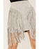 Image #2 - Wonderwest Women's Suede Fringe Mini Skirt, Grey, hi-res