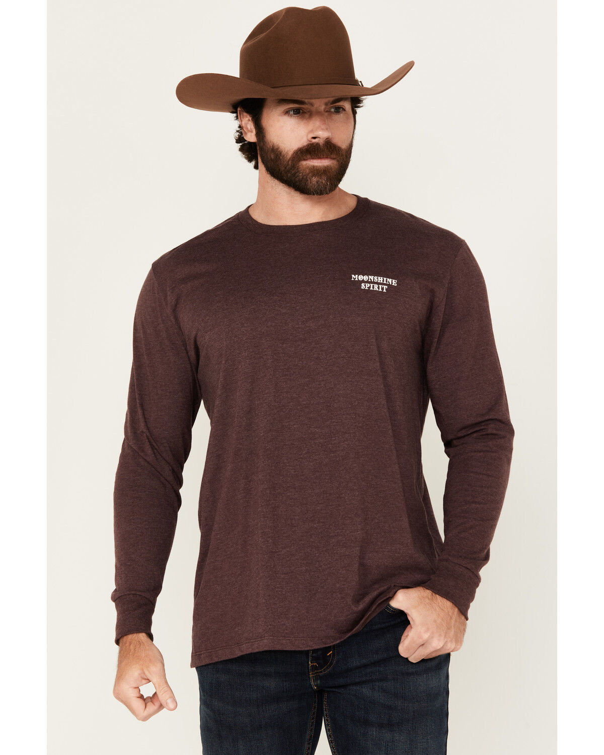 Image #2 - Moonshine Spirit&reg; Men's Whiskey Nights Long Sleeve Graphic T-Shirt, Burgundy, hi-res