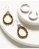 Image #1 - Shyanne Women's Monument Valley Beaded Teardrop & Hoop Earring Set, Silver, hi-res