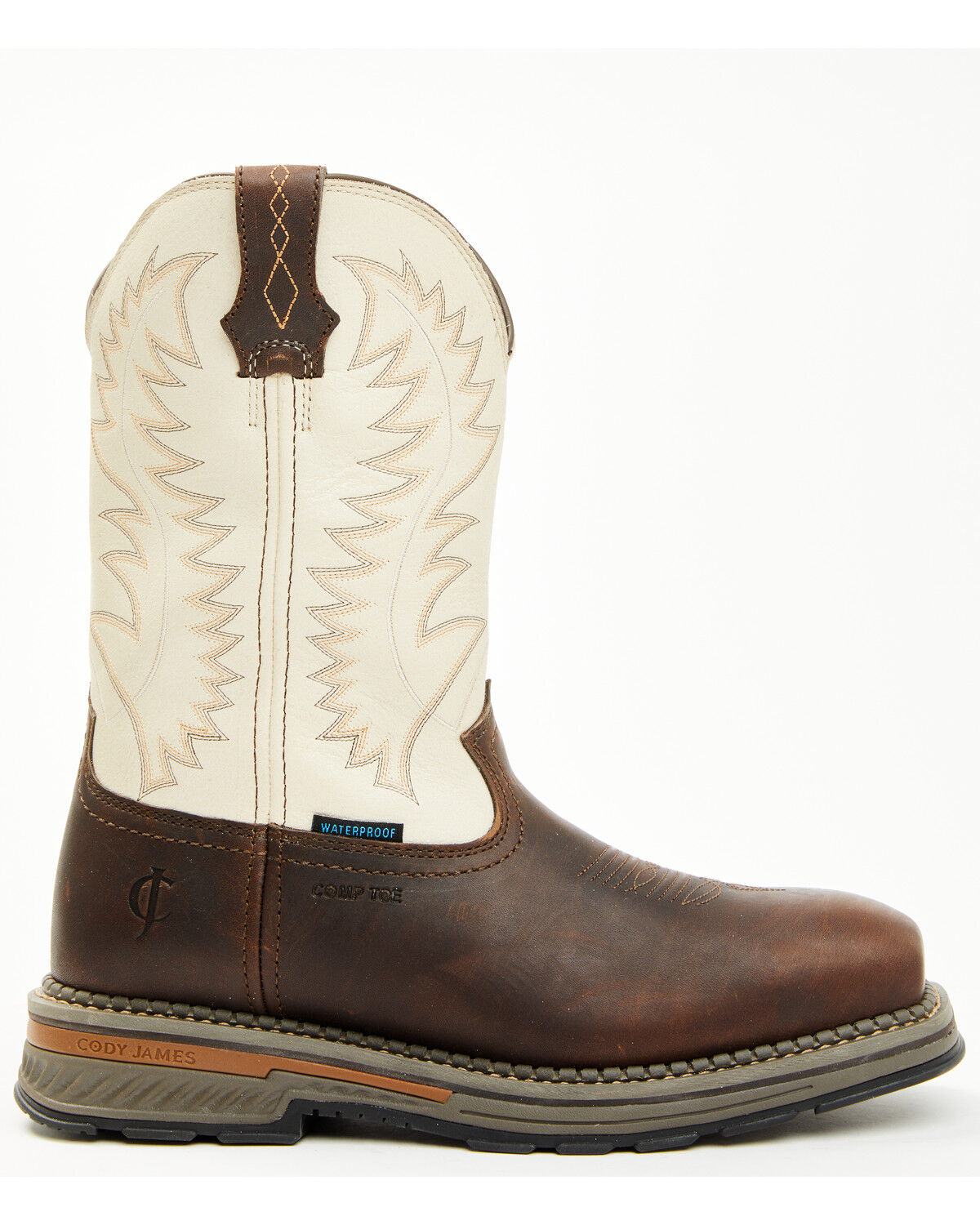 Image #2 - Cody James Men's 11" Tyche Palace Pull-On Waterproof Work Boots - Composite Toe, Ivory, hi-res