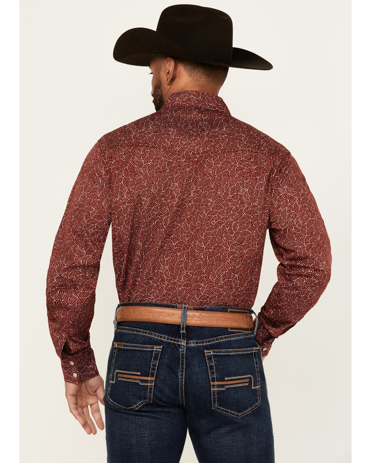 Image #4 - Wrangler Retro Men's Printed Long Sleeve Snap Western Shirt, Red, hi-res