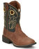 Image #1 - Justin Boys' Bowline Junior Western Boots - Broad Square Toe, Green/brown, hi-res