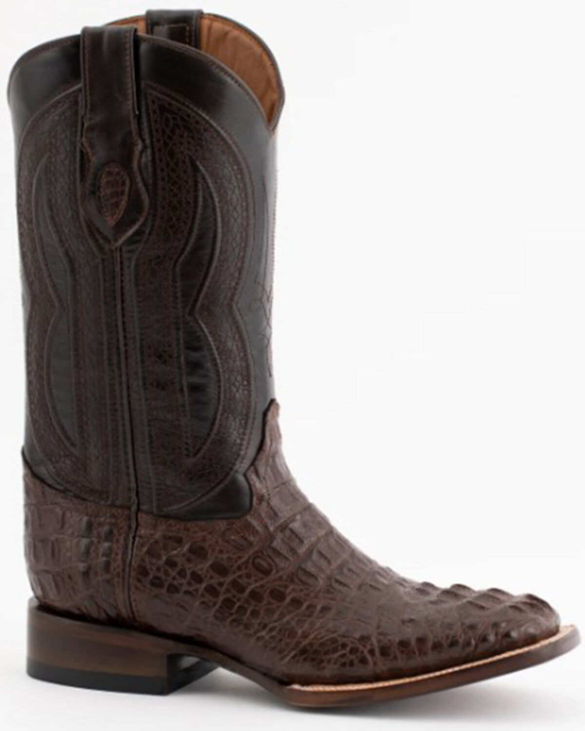 Ferrini Men's Exotic Caiman Western Boots - Broad Square Toe, Chocolate, hi-res