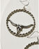 Image #2 - Idyllwind Women's Hillcrest Antique Longhorn Hoop Earrings , Silver, hi-res