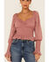 Image #3 - Sadie & Sage Women's Rachel Smocked Long Sleeve Top, Mauve, hi-res