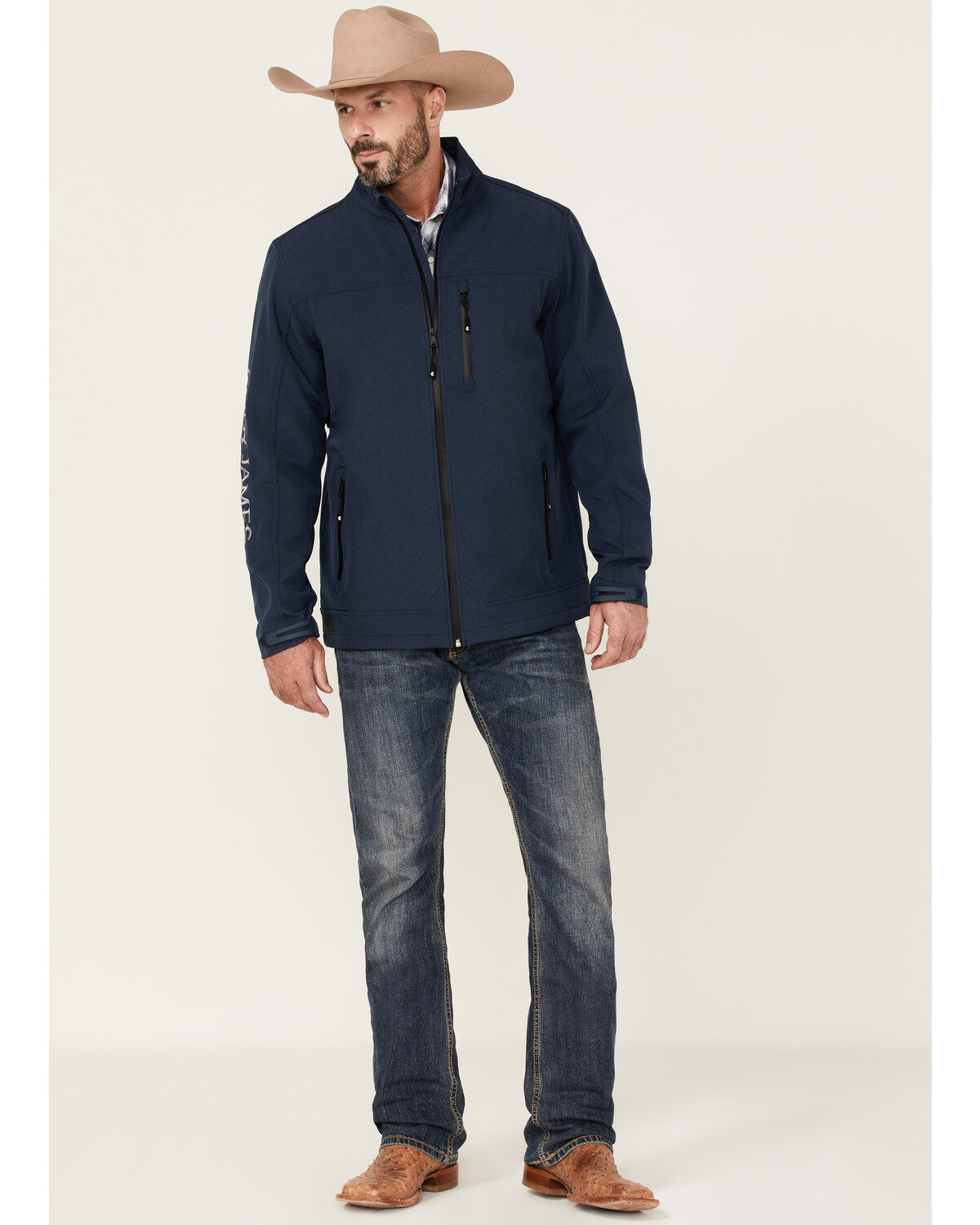Image #2 - Cody James Core Men's Steamboat Logo Zip-Front Softshell Jacket, Navy, hi-res