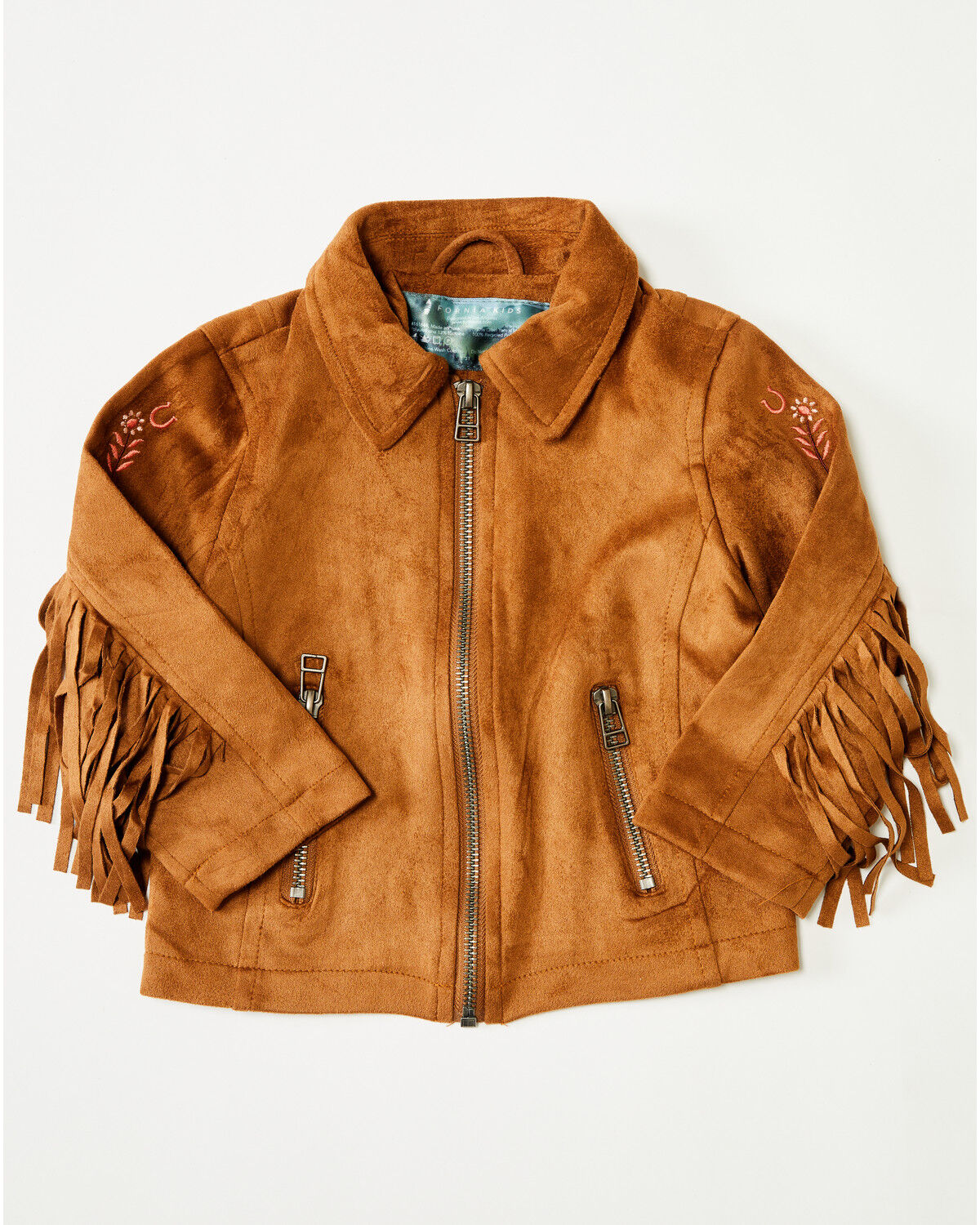 Image #2 - Fornia Toddler Girls' Horse Embroidered Fringe Jacket, Camel, hi-res