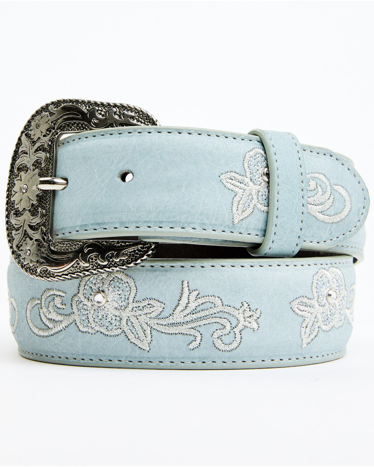 Image #1 - Shyanne Women's Embroidered Floral Belt, Light Blue, hi-res