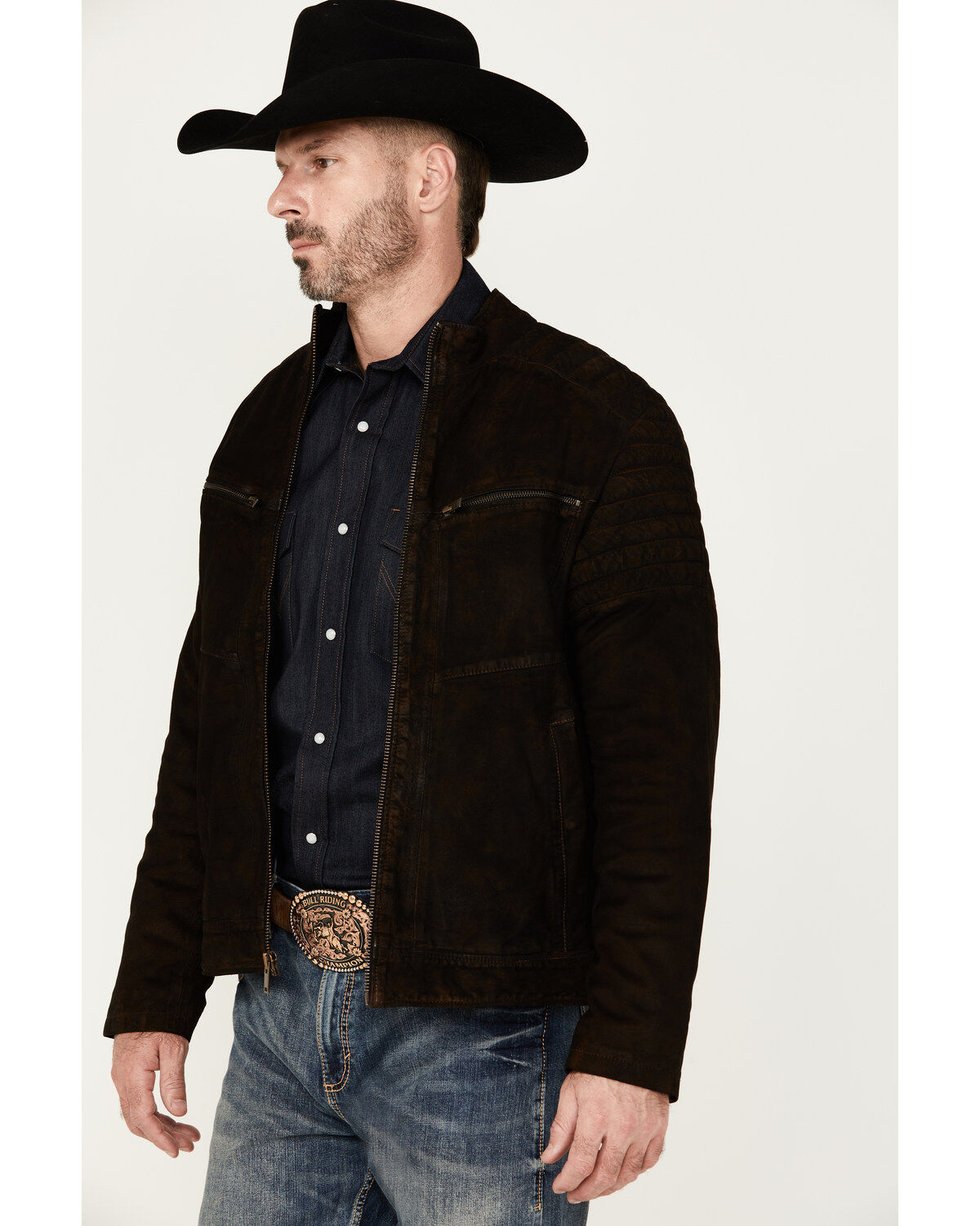 Image #3 - Moonshine Spirit&reg; Men's Motorcycle Leather Jacket, Brown, hi-res