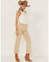 Image #1 - Sneak Peek Women's Natural High Rise Raw Hem Crop Jeans, Natural, hi-res
