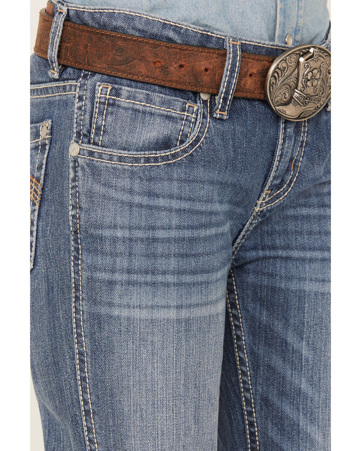 Image #3 - Shyanne Little Girls' Light Wash Stretch Bootcut Riding Jeans, Medium Wash, hi-res