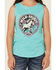 Image #3 - Rock & Roll Denim Girls' Horse Graphic Tank Top , Teal, hi-res