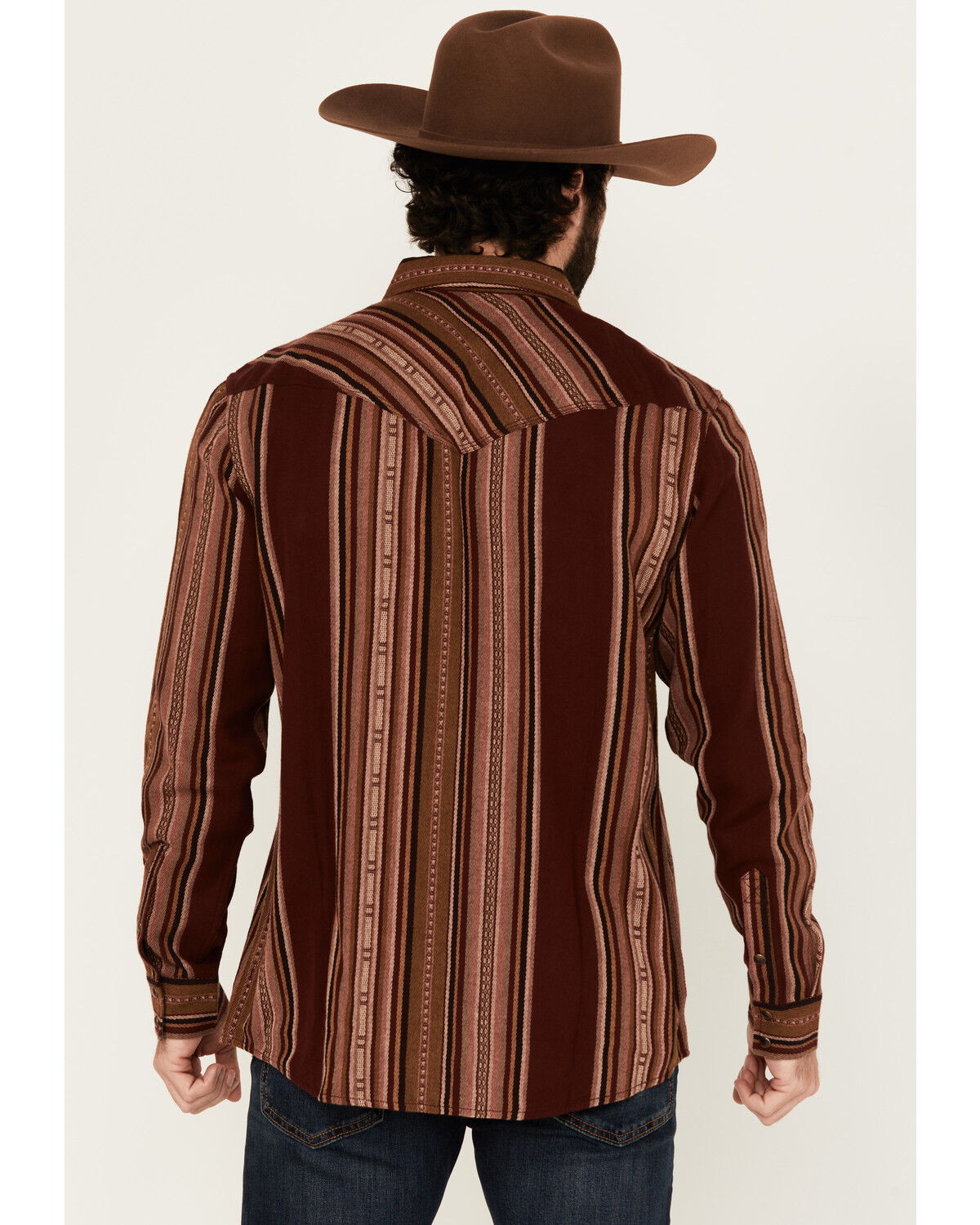 Image #4 - Moonshine Spirit&reg; Men's Whiskey Tango Striped Long Sleeve Snap Western Shirt, Burgundy, hi-res