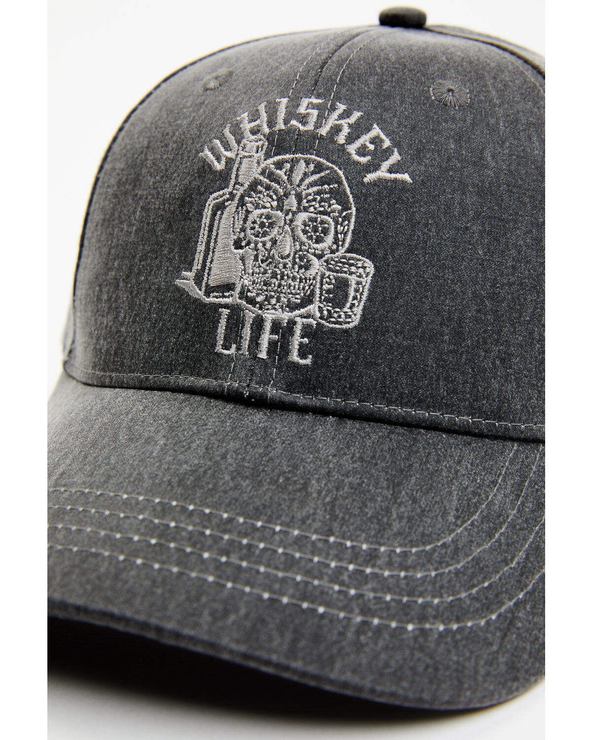 Image #2 - Moonshine Spirit&reg; Men's Embroidered Whiskey Life Skull Solid Ball Cap, Grey, hi-res