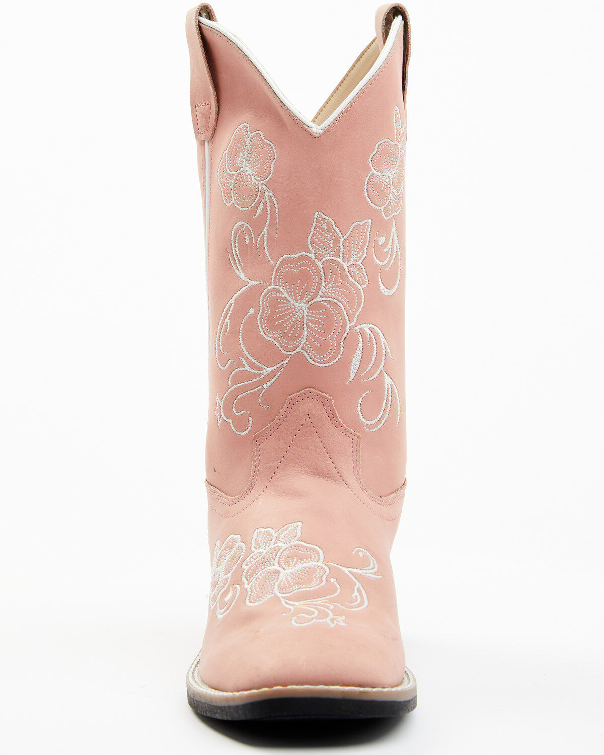 Image #4 - Shyanne Girls' Little Lasy Floral Embroidered Leather Western Boots - Broad Square Toe, Pink, hi-res