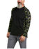 Image #1 - Ariat Men's Black & Lime Camo FR Stretch Long Sleeve Baseball Work T-Shirt, Black, hi-res