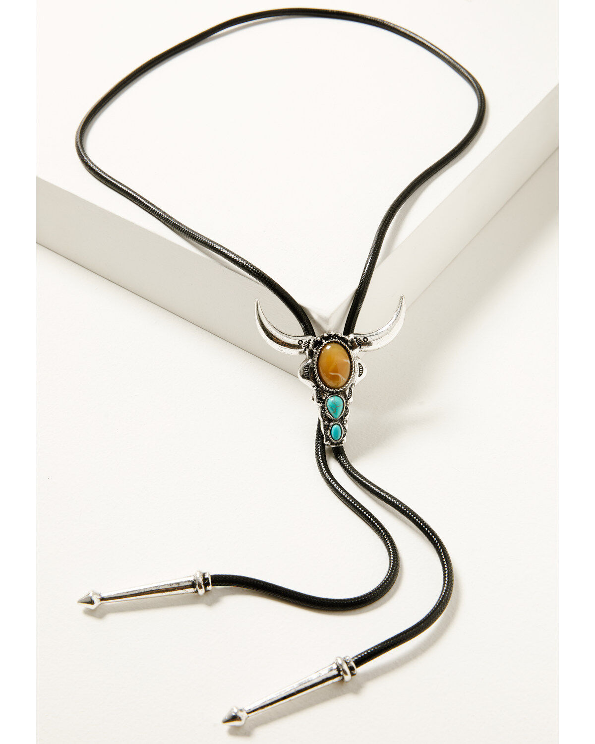 Shyanne Women's Steer Head Bolo Tie, Silver, hi-res