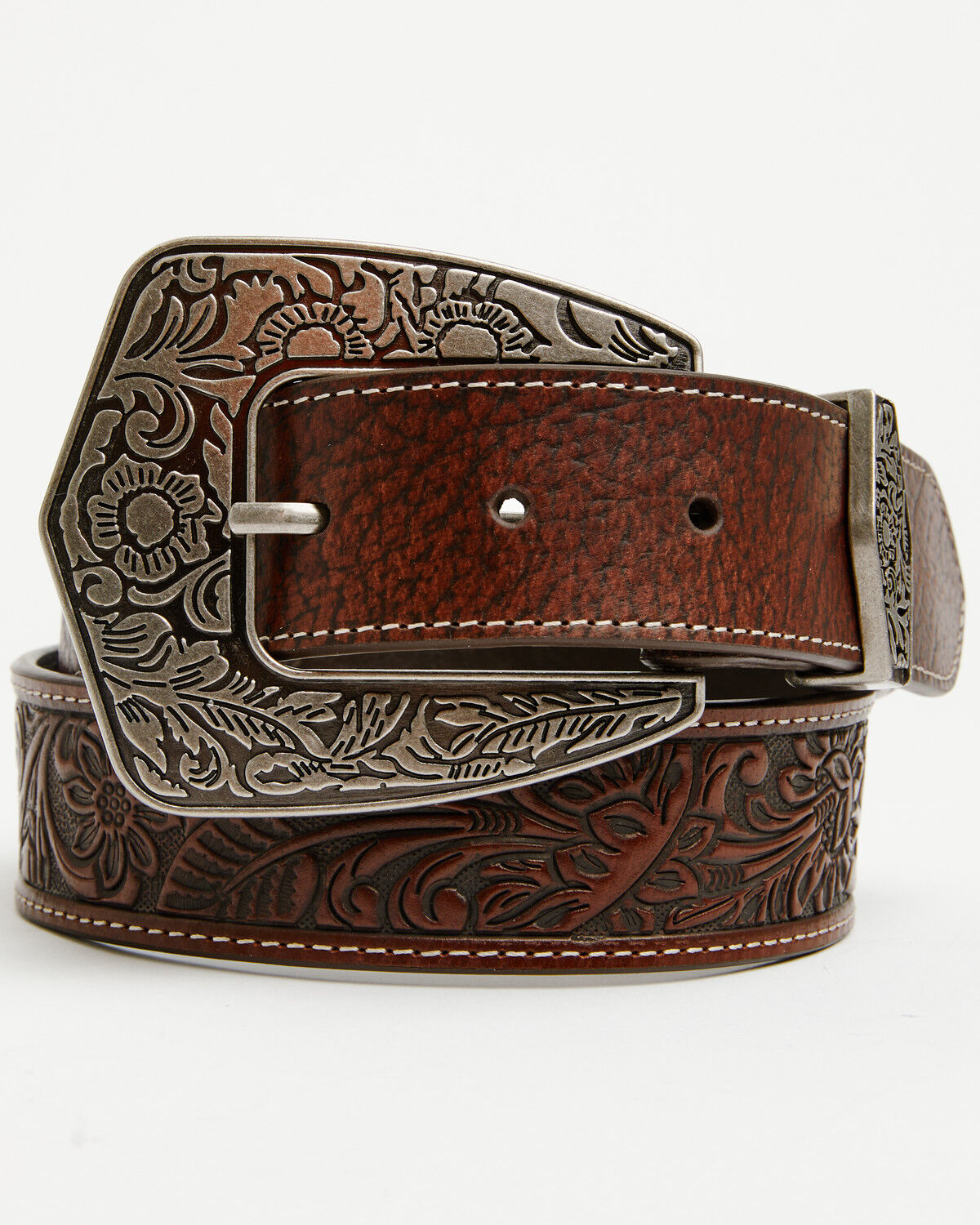Image #1 - Shyanne Women's Floral Tooled Leather Belt, Brown, hi-res