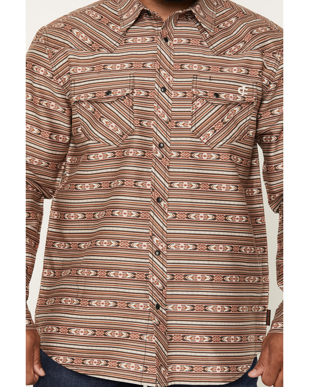 Image #3 - Cody James Men's FR Gila Striped Print Long Sleeve Snap Stretch Work Shirt, Dark Brown, hi-res
