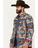 Image #2 - Rock & Roll Denim Men's Southwestern Print Jacquard Shacket, Teal, hi-res