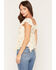 Image #4 - Wild Moss Women's Floral Print Hanky Hem Short Sleeve Top, Cream, hi-res