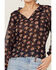 Image #2 - Wild Moss Women's Ruffle Neck Peasant Blouse, Navy, hi-res