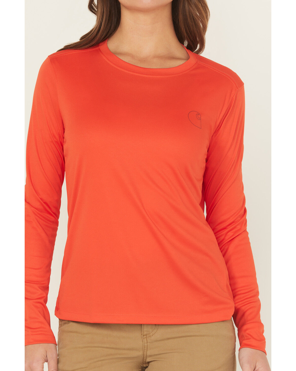 Image #3 - Carhartt Women's Force Sun Defender&trade; Relaxed Fit Lightweight Long Sleeve Graphic Work Tee, Red, hi-res
